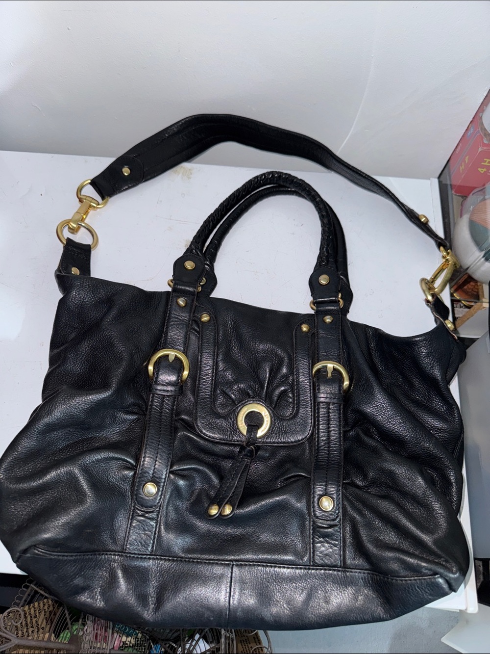 EUC B MAKOWSKY BLACK PEBBLE LEATHER BAG SATCHEL HOBO SHOULDER HAND PURSE